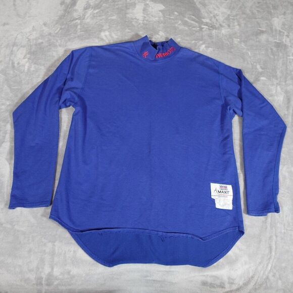 Vintage Patriots NFL Pro Line MAXIT Mock Neck Shirt Mens 2XL Slim Thermal Blue - Picture 1 of 8